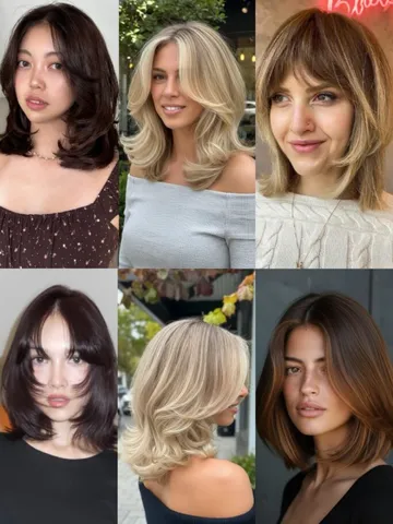 90s layered long bob with soft volume in champagne blonde