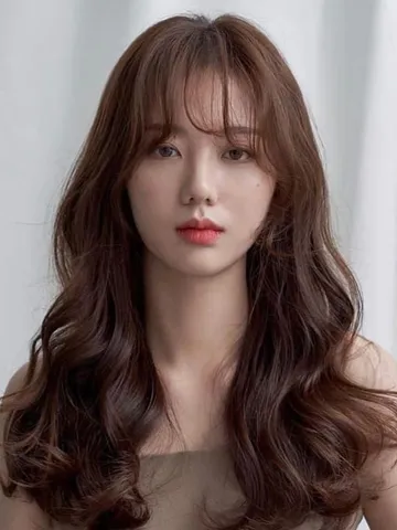 wispy fringe long curly hair korean long hair bangs with med