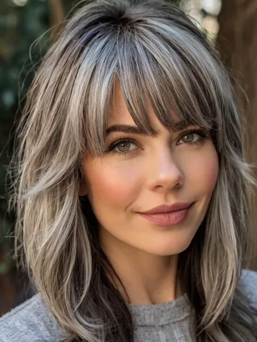 classic medium length gray hairstyles with soft bangs hair c