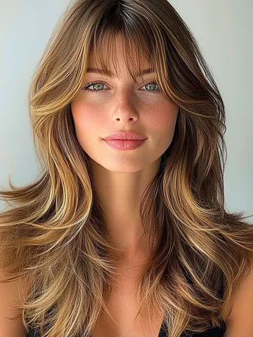 50 Layered Haircuts with Fringe For Long Hair : Sun-Kissed Layers with ...