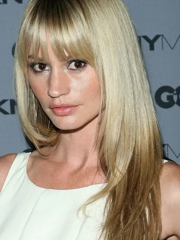 // Long blonde hair with bangs