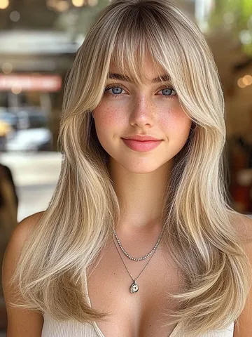 35 Trendy Long Straight Haircuts To Try Now : Sunny Blonde Cascading ...