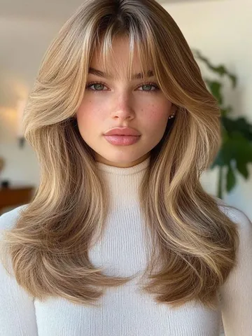 50 Layered Haircuts with Fringe For Long Hair : Soft Blonde Layers with ...