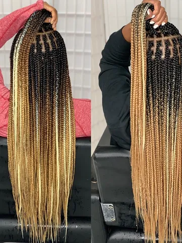 honey blonde knotless box braids with color engineeringhilo