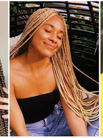 honey blonde knotless box braids with color frosdstories