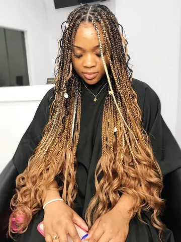 knotless bohemian box braids blonde