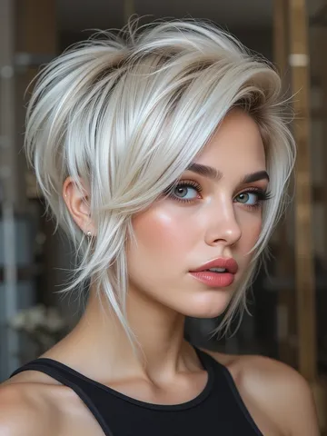 effortlessly chic platinum blonde pixie cut in 2025 sch ne f