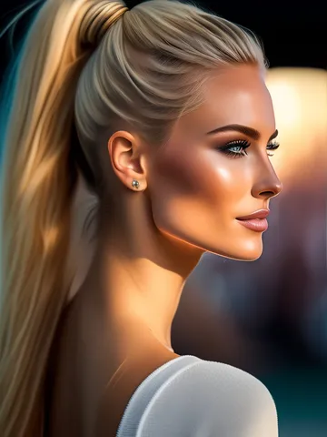 lexica blonde girl with a ponytail closeup