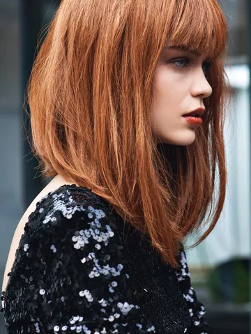 long bob haircut with bangs