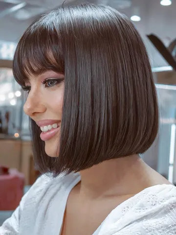 long bob with blunt bangs