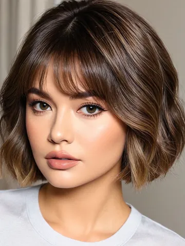 30 cute bob hairstyles with fringe textured brunette bob wit