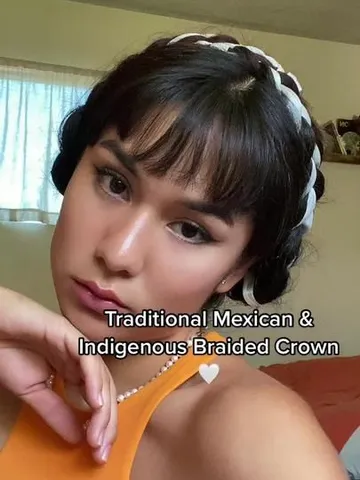 traditional mexican indigenous braided crown w ribbon a walk