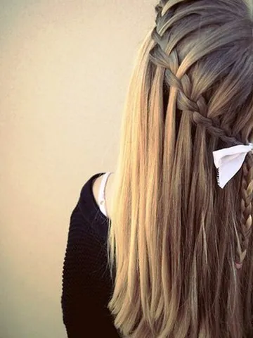 sleek waterfall braid hairstyle