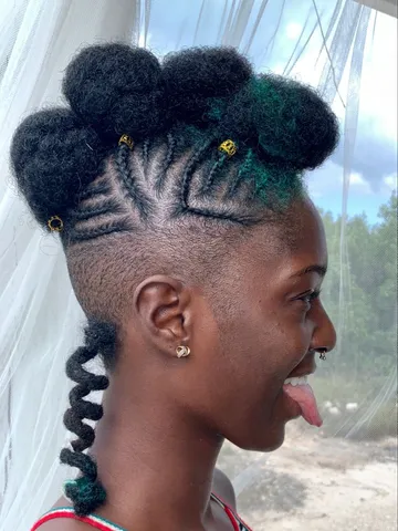 tapered cut braided in a mowhak half shaved hair braids with