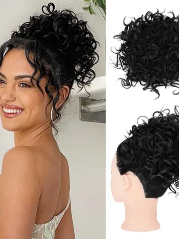 jademall 1pc messy hair bun elastic drawstring loose wave la