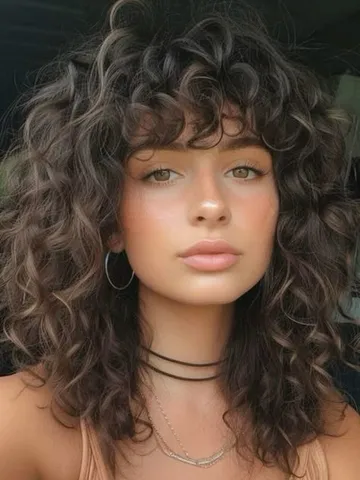 curly hair with fringe