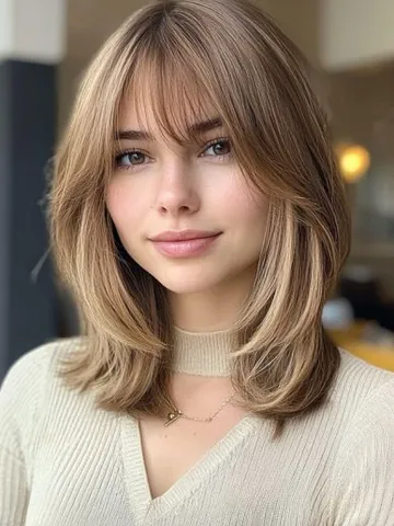 30 Cute Shoulder Length Haircuts with Bangs You Must Try