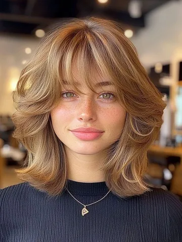30 Cute Shoulder Length Haircuts with Bangs You Must Try