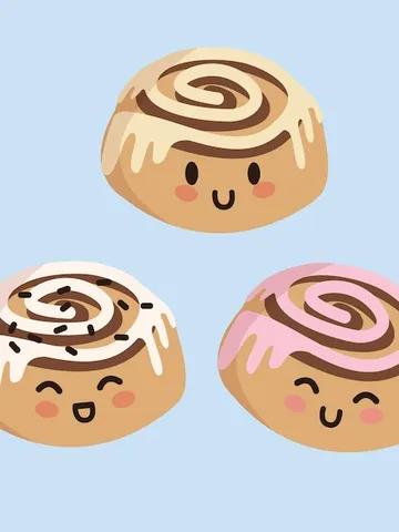 premium vector three cute buns bun cutie smiles pastries wit