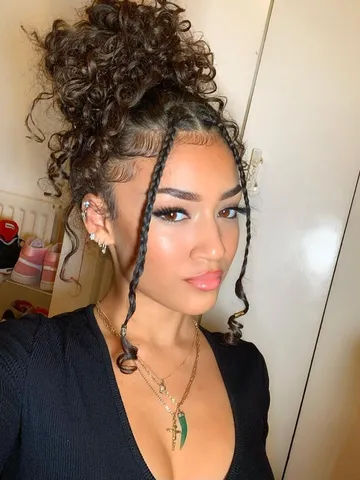 messy bun hairstyle for curly hair mixed curly hair curly ha