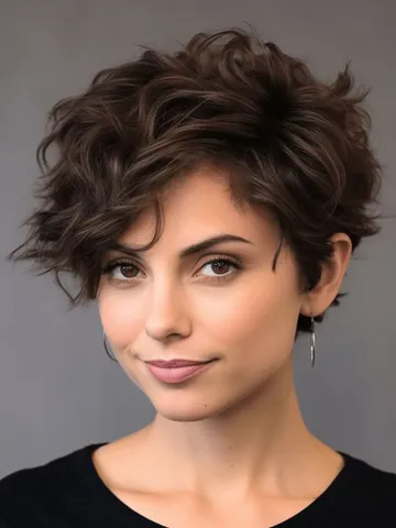 pixie cut for women with wavy and thick hair short curly cut