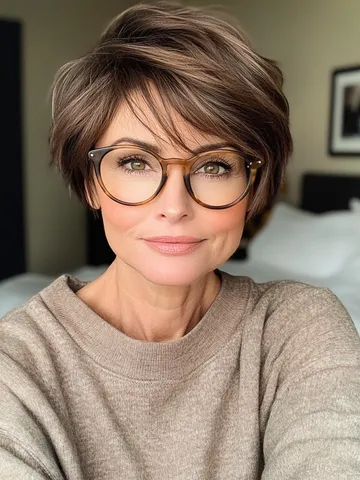 32 trendy short hairstyles for women over 50 with glasses th