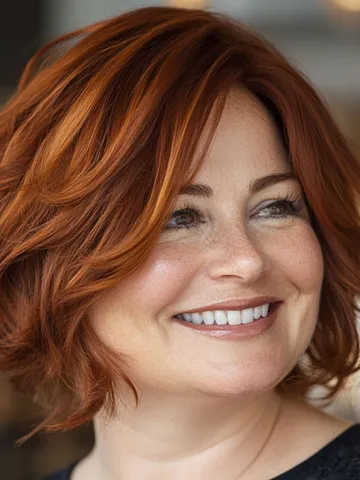 42 short hairstyles for fat faces layered copper bob for a r