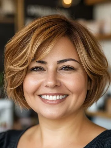 42 short hairstyles for fat faces and double chins textured