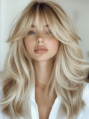 35 curtain bangs with layered long hair platinum blonde laye