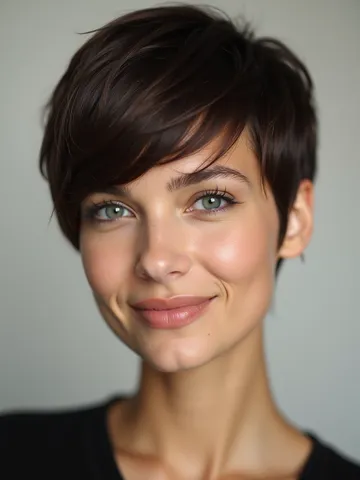 side parted pixie with layered fringe in 2025 pixie haircut