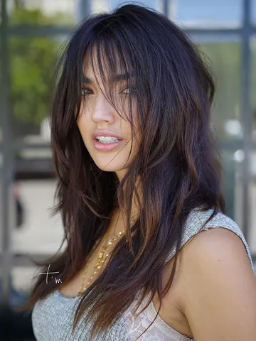 choppy layered long hair