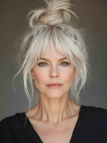 21 Flattering Hairstyles with Bangs for Women Over 50 - Tress Nails
