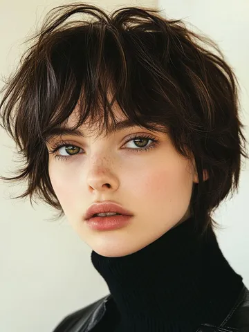 35 Cute Short Hairstyles to Rock : Messy Layered Bob with Wispy Bangs