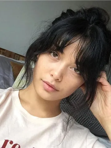 Curtain Bangs With Messy Bun - Kenjutaku