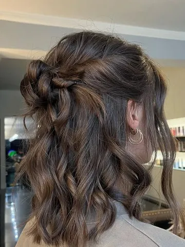 45 half up half down prom hairstyles messy knot half up medi