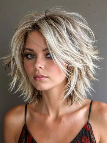 the grungy messy shag with choppy layers is a rebellious roc