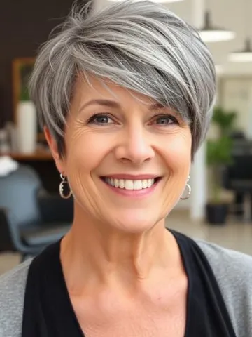30 pixie haircuts for older women with fringe silver pixie b