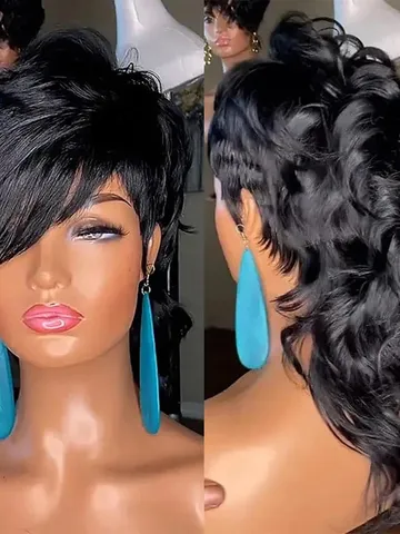 amazon com pangdonglai 80s90s mullet human hair wigs pixie c