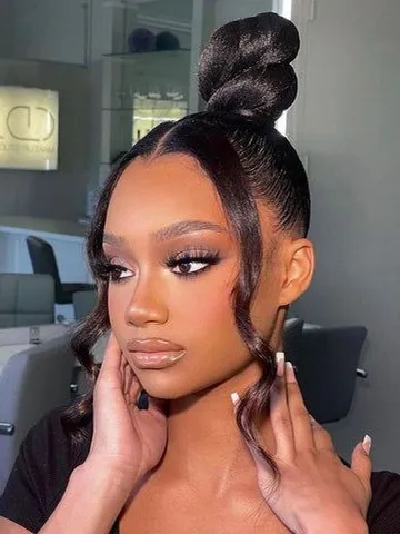 61 best bun with bangs hairstyles for black women sleek pony