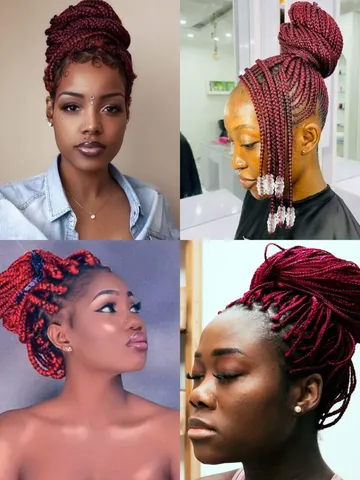 50 cute red box braids burgundy knotless goddess styles