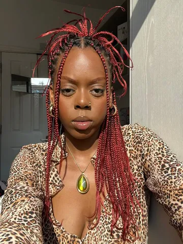 red knotless braids long braided hairstyles protective hairs