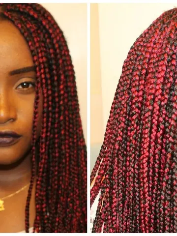 box braids with red hair long red knotless braids with beads