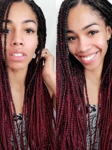 dark red knotless box braids