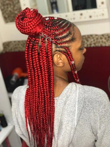 bright red box braids