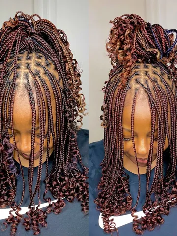 red colour mix knotless braids black hair inspiration braide