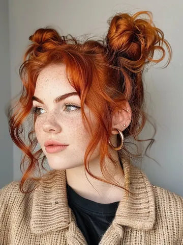 twisted space buns ginger hair color hair styles hair inspir