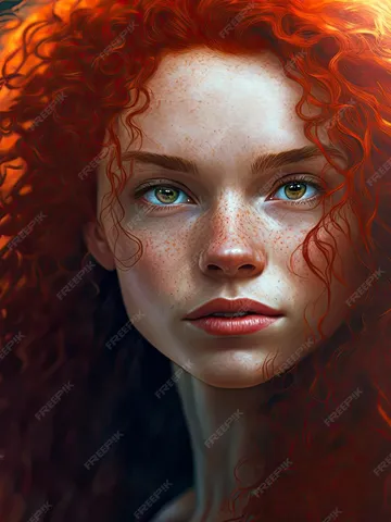 bright red curly hair