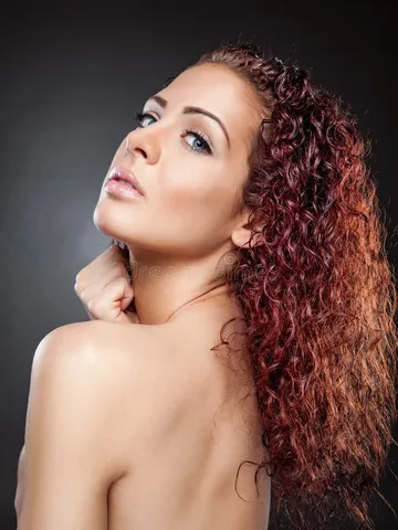 beautiful woman with red curly hair stock image image of nat