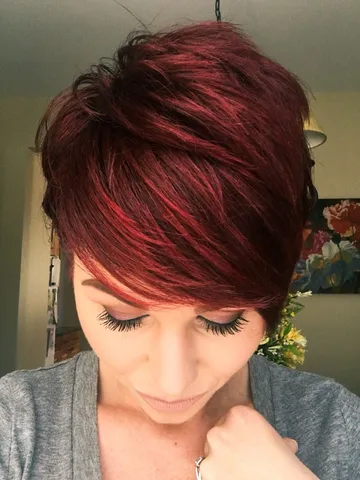 red violet pixie with copper tones short red hair red hair p