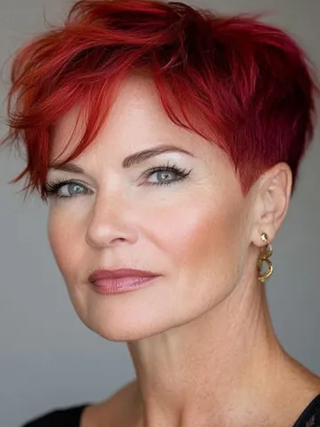 43 chic pixie haircut for women over 50 edgy fiery red pixie